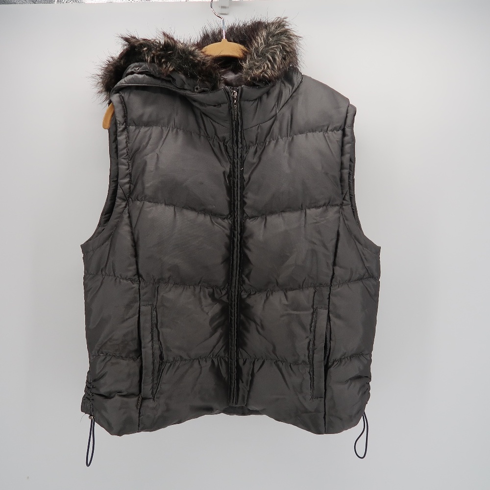 Weatherproof Gray Puffer Full Zip Vest with Hood